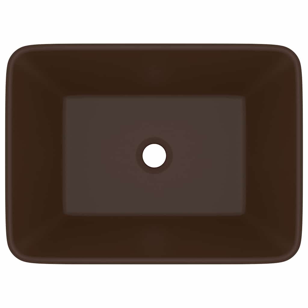 147050 vidaXL Luxury Wash Basin Matt Dark Brown 41x30x12 cm Ceramic