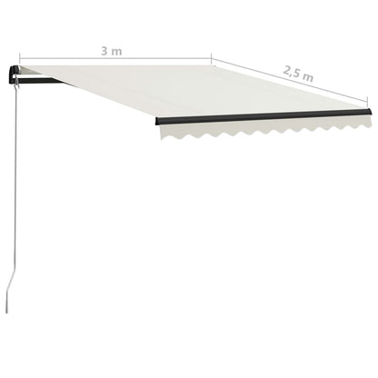 vidaXL Manual Retractable Awning 300x250 cm Cream