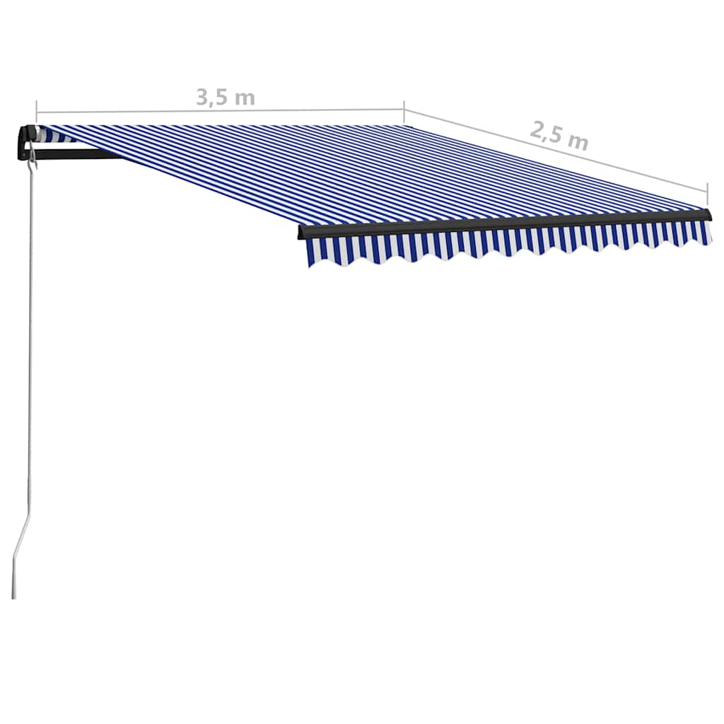 vidaXL Manual Retractable Awning 350x250 cm Blue and White