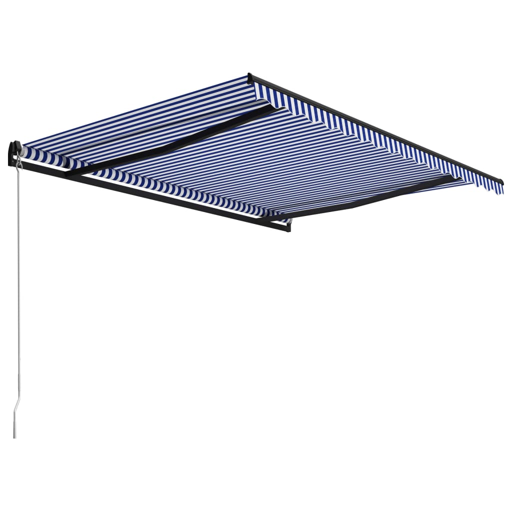 vidaXL Manual Retractable Awning 450x300 cm Blue and White
