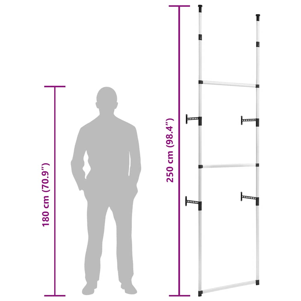 vidaXL Telescopic Wardrobe System with Rods Aluminium