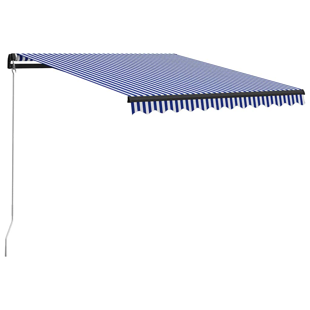 vidaXL Manual Retractable Awning with LED 300x250 cm Blue and White