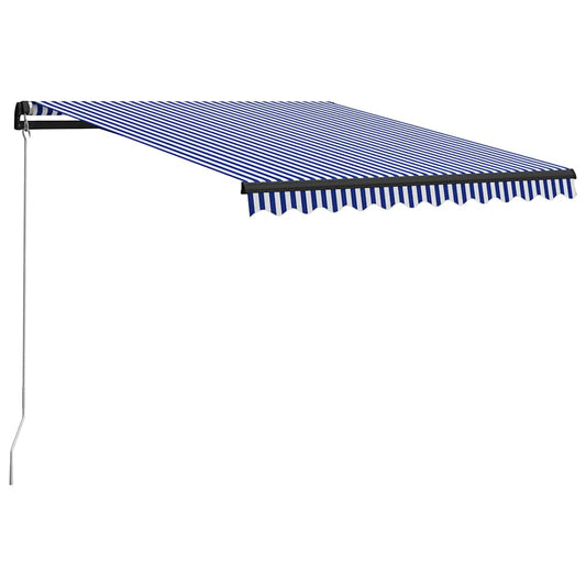 vidaXL Manual Retractable Awning with LED 300x250 cm Blue and White