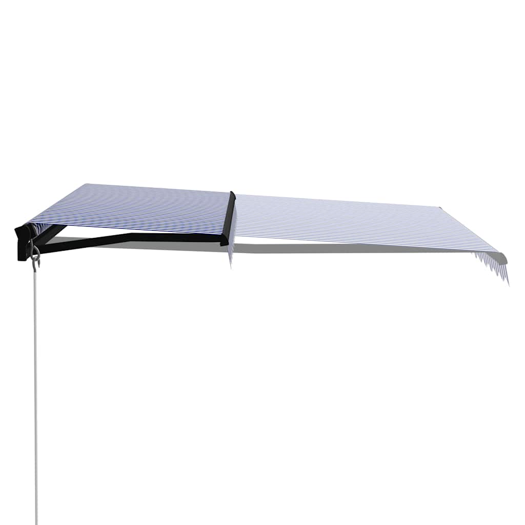 vidaXL Manual Retractable Awning with LED 300x250 cm Blue and White