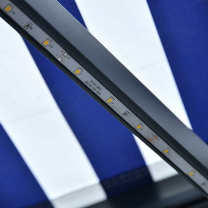 vidaXL Manual Retractable Awning with LED 300x250 cm Blue and White