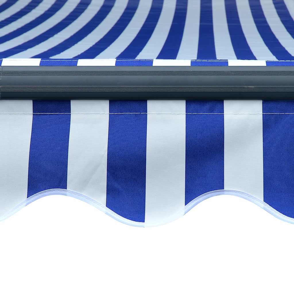 vidaXL Manual Retractable Awning with LED 300x250 cm Blue and White