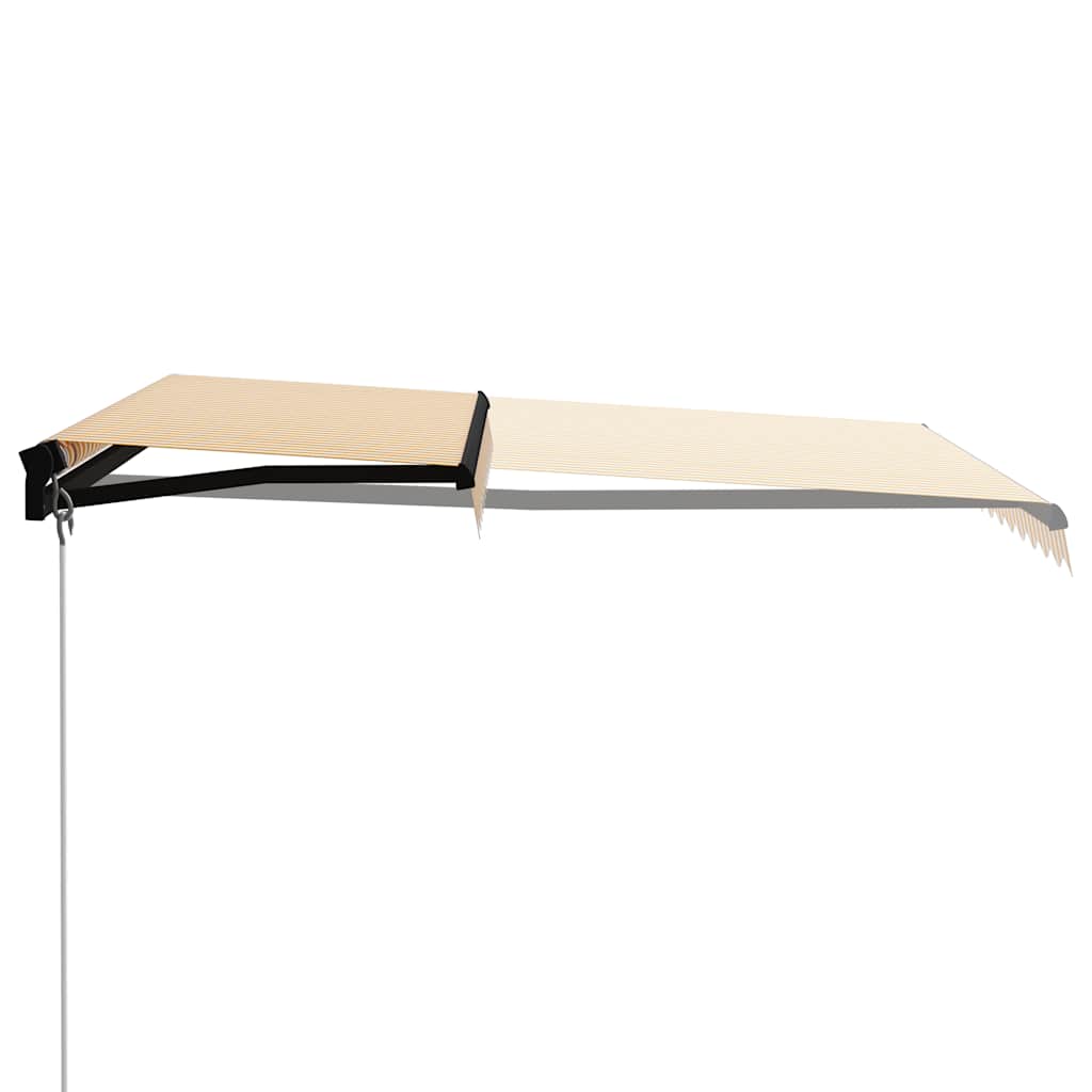 vidaXL Manual Retractable Awning with LED 300x250 cm Yellow and White