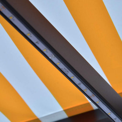 vidaXL Manual Retractable Awning with LED 300x250 cm Yellow and White