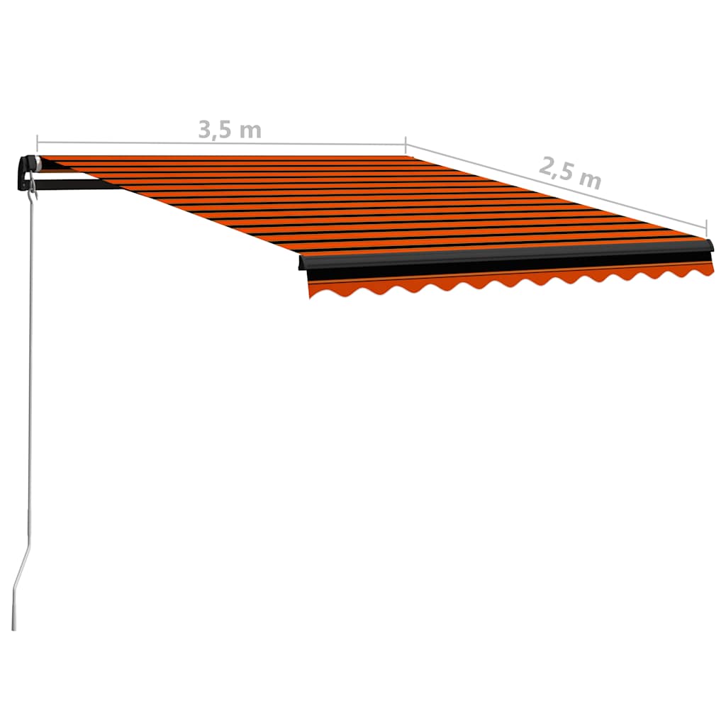 vidaXL Manual Retractable Awning with LED 350x250 cm Orange and Brown