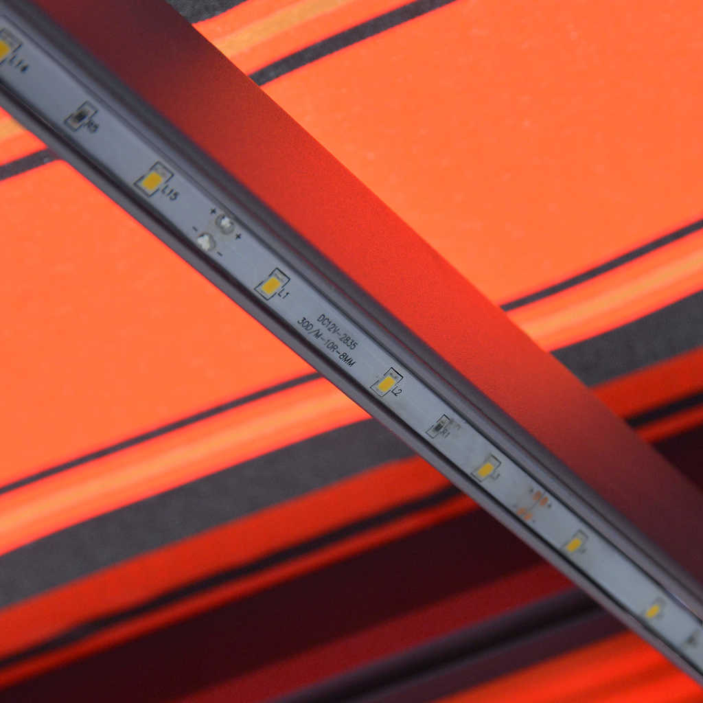 vidaXL Manual Retractable Awning with LED 350x250 cm Orange and Brown
