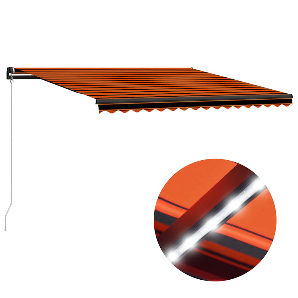 vidaXL Manual Awning with Solar LED 4.5 x 3 m