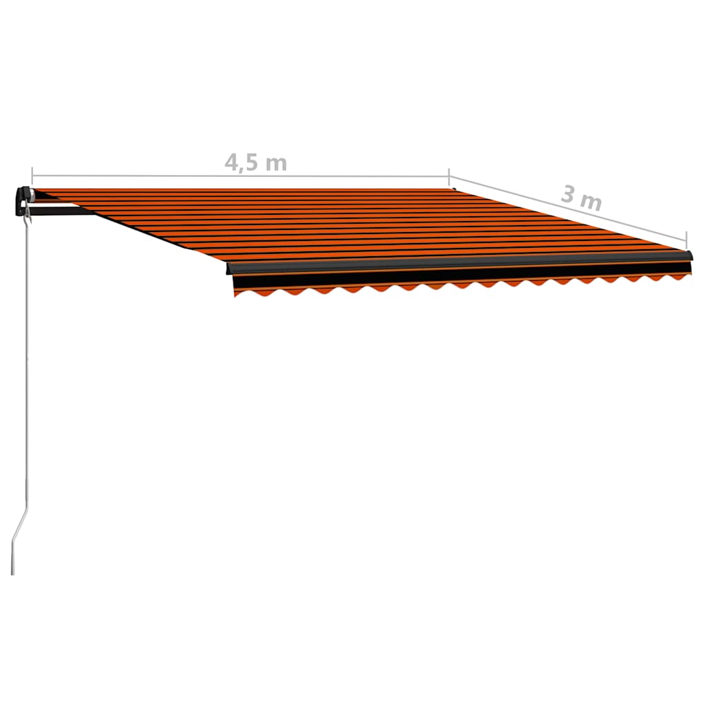 vidaXL Manual Awning with Solar LED 4.5 x 3 m