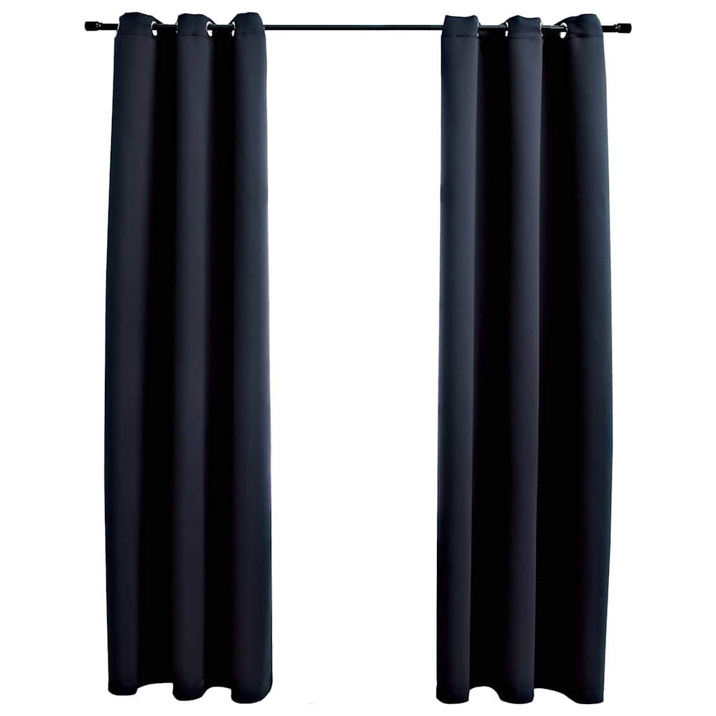 vidaXL Blackout Curtains with Rings 2 pcs Black 37"x84" Fabric
