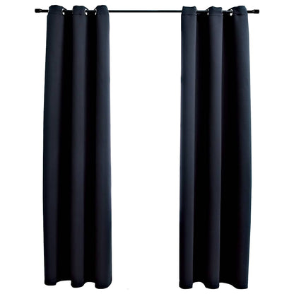 vidaXL Blackout Curtains with Rings 2 pcs Black 37"x84" Fabric