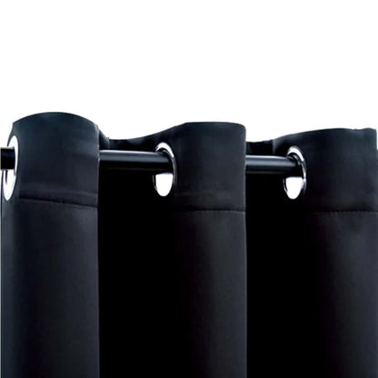 vidaXL Blackout Curtains with Rings 2 pcs Black 97x213 cm Fabric
