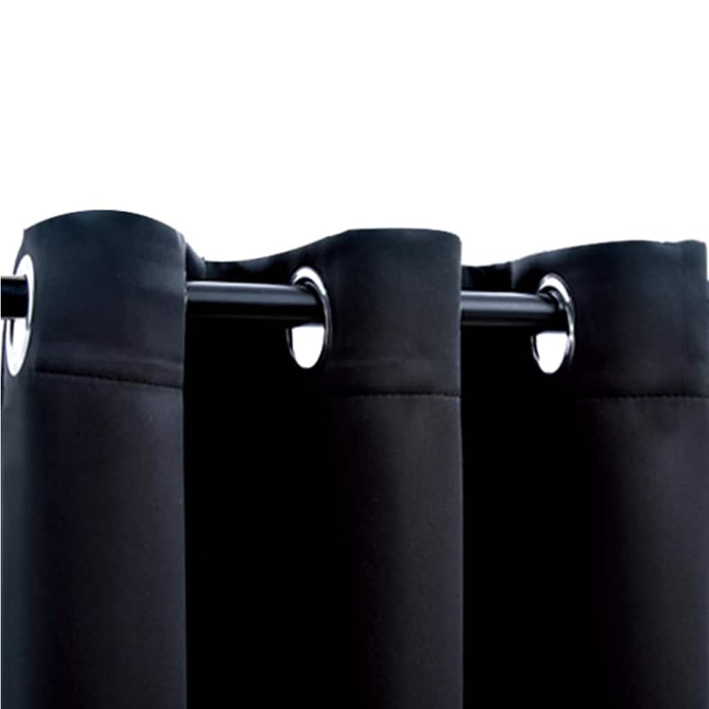 vidaXL Blackout Curtains with Rings 2 pcs Black 37"x84" Fabric