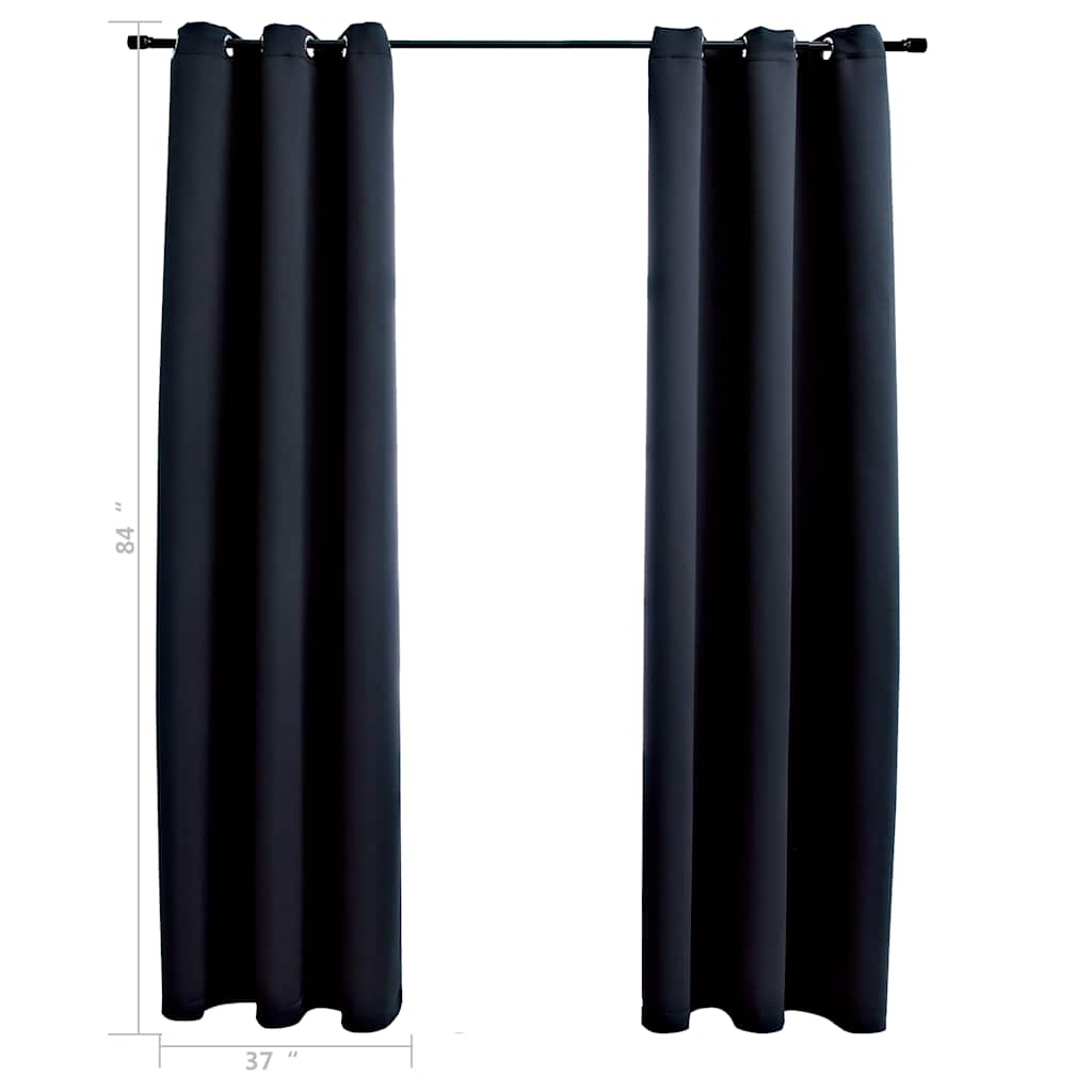 vidaXL Blackout Curtains with Rings 2 pcs Black 97x213 cm Fabric
