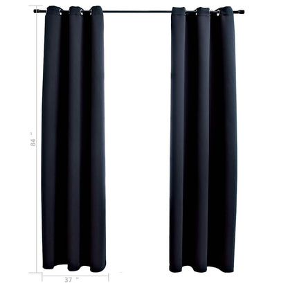 vidaXL Blackout Curtains with Rings 2 pcs Black 97x213 cm Fabric