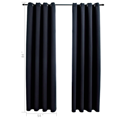 134838 vidaXL Blackout Curtains with Rings 2 pcs Black 137x213 cm Fabric