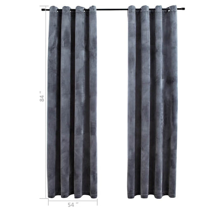 vidaXL Blackout Curtains with Rings 2 pcs Anthracite 54"x84" Velvet