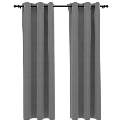 vidaXL Blackout Curtains with Rings 2 pcs Grey 37"x95" Velvet
