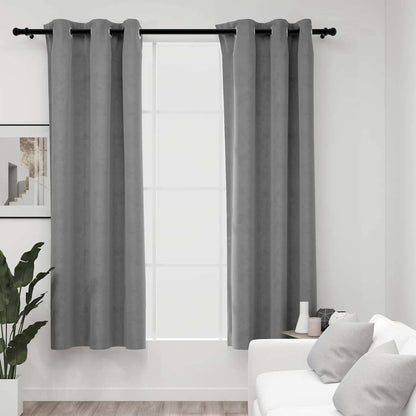 vidaXL Blackout Curtains with Rings 2 pcs Grey 37"x95" Velvet