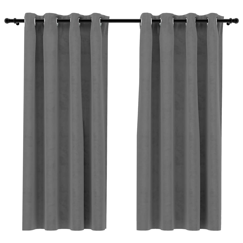 vidaXL Blackout Curtains with Rings 2 pcs Grey 54"x95" Velvet