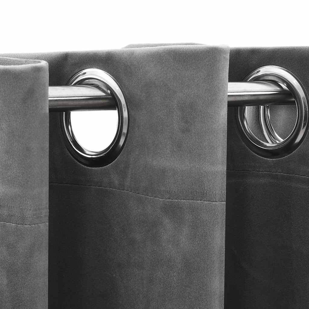 vidaXL Blackout Curtains with Rings 2 pcs Grey 54"x95" Velvet