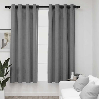 vidaXL Blackout Curtains with Rings 2 pcs Grey 54"x95" Velvet