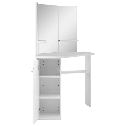 vidaXL Corner Dressing Table Cosmetic Table Make-up Table White