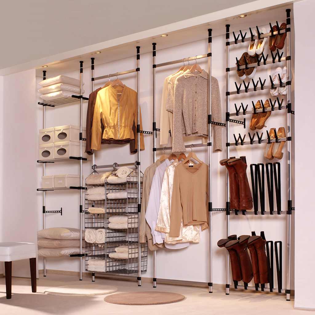 vidaXL Telescopic Wardrobe System with Shelves Aluminium