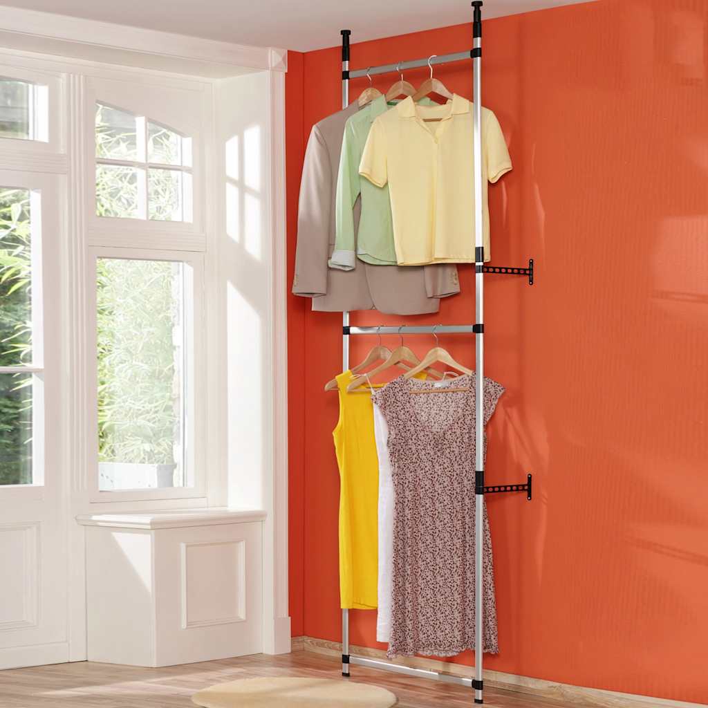 vidaXL Telescopic Wardrobe System with Shelves Aluminium