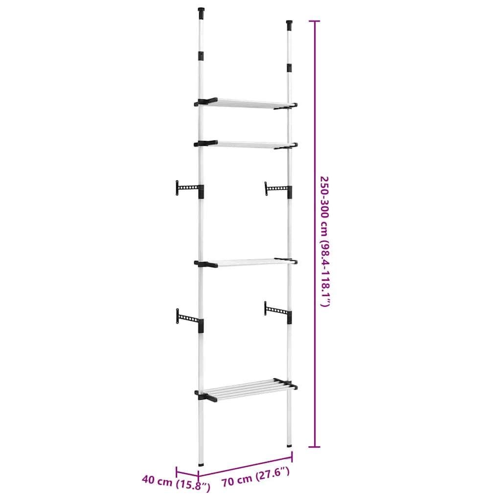 vidaXL Telescopic Wardrobe System with Shelves Aluminium