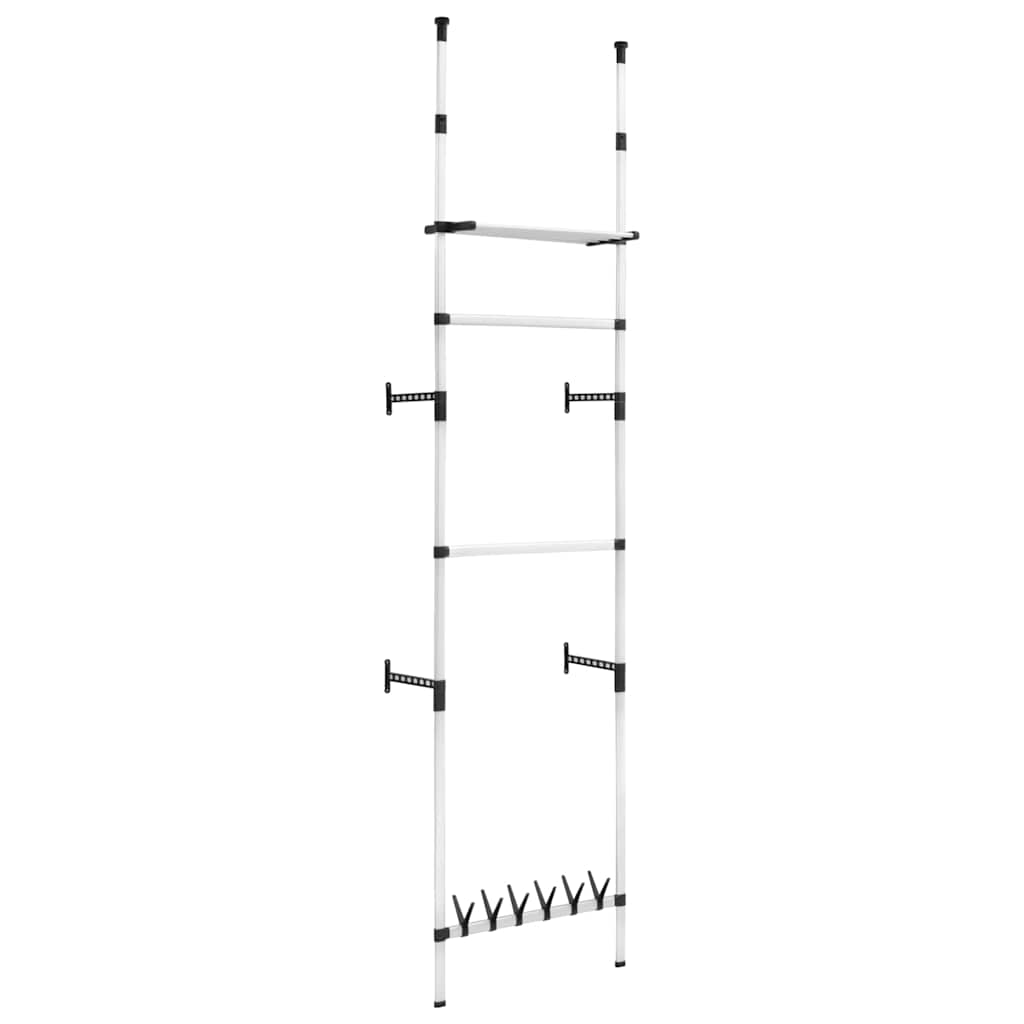 321107 vidaXL Telescopic Wardrobe System with Rods and Shelf Aluminium