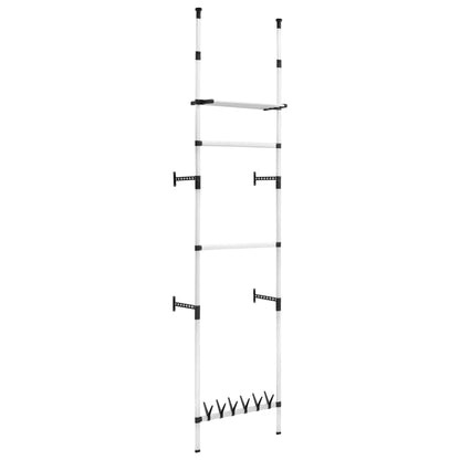 321107 vidaXL Telescopic Wardrobe System with Rods and Shelf Aluminium