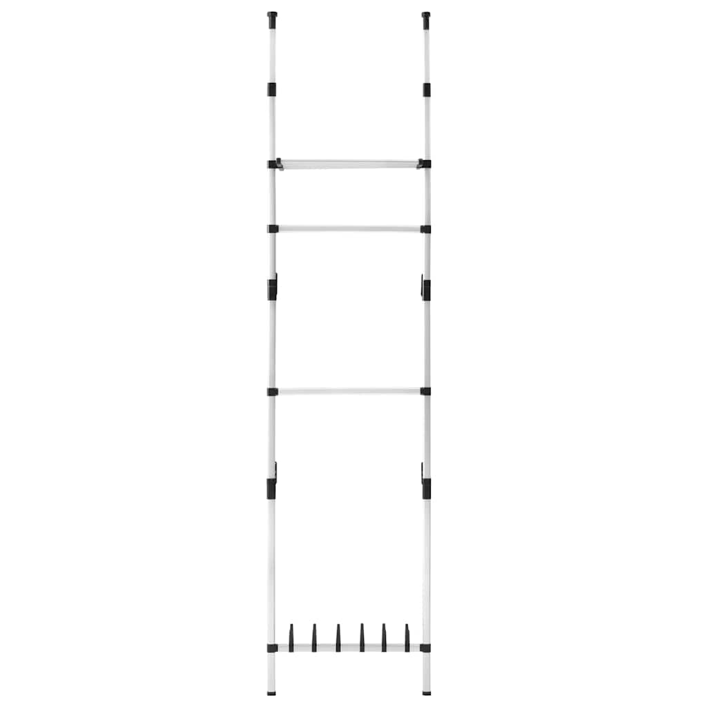 321107 vidaXL Telescopic Wardrobe System with Rods and Shelf Aluminium