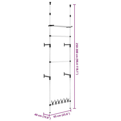 321107 vidaXL Telescopic Wardrobe System with Rods and Shelf Aluminium