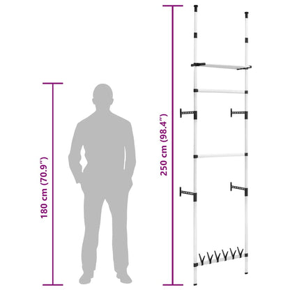 vidaXL Telescopic Wardrobe System with Rods and Shelf Aluminium