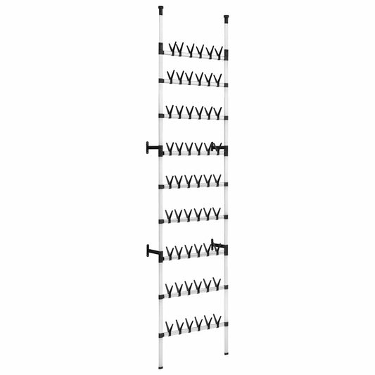 321108 vidaXL Telescopic Shoe Rack with Rods Aluminium