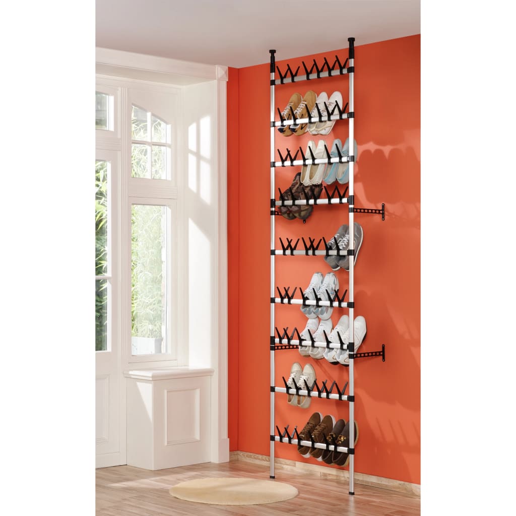 vidaXL Telescopic Shoe Rack with Rods Aluminium