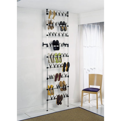 vidaXL Telescopic Shoe Rack with Rods Aluminium