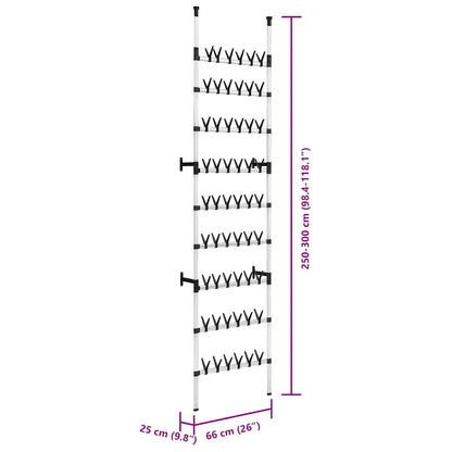 vidaXL Telescopic Shoe Rack with Rods Aluminium