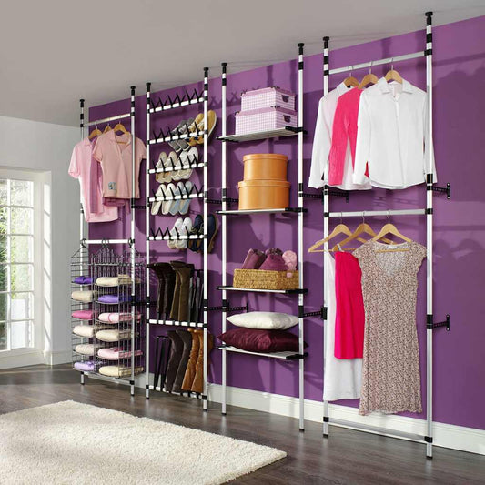 321108 vidaXL Telescopic Shoe Rack with Rods Aluminium