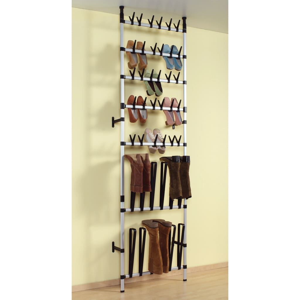 vidaXL Telescopic Shoe Rack with Rods Aluminium