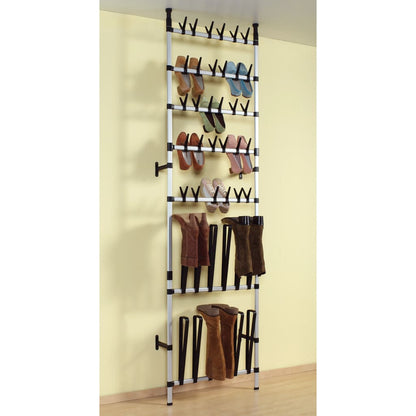 vidaXL Telescopic Shoe Rack with Rods Aluminium
