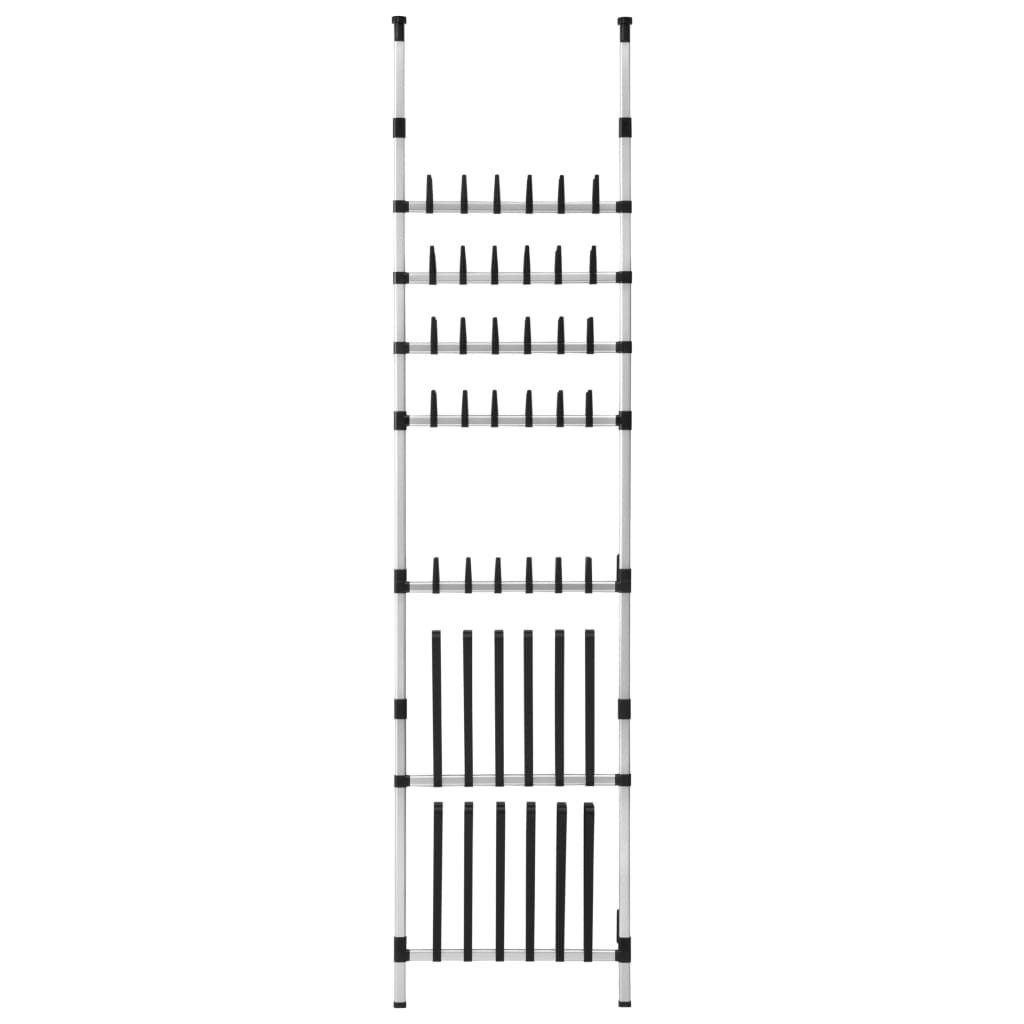 vidaXL Telescopic Shoe Rack with Rods Aluminium