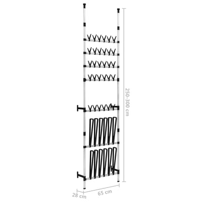 vidaXL Telescopic Shoe Rack with Rods Aluminium