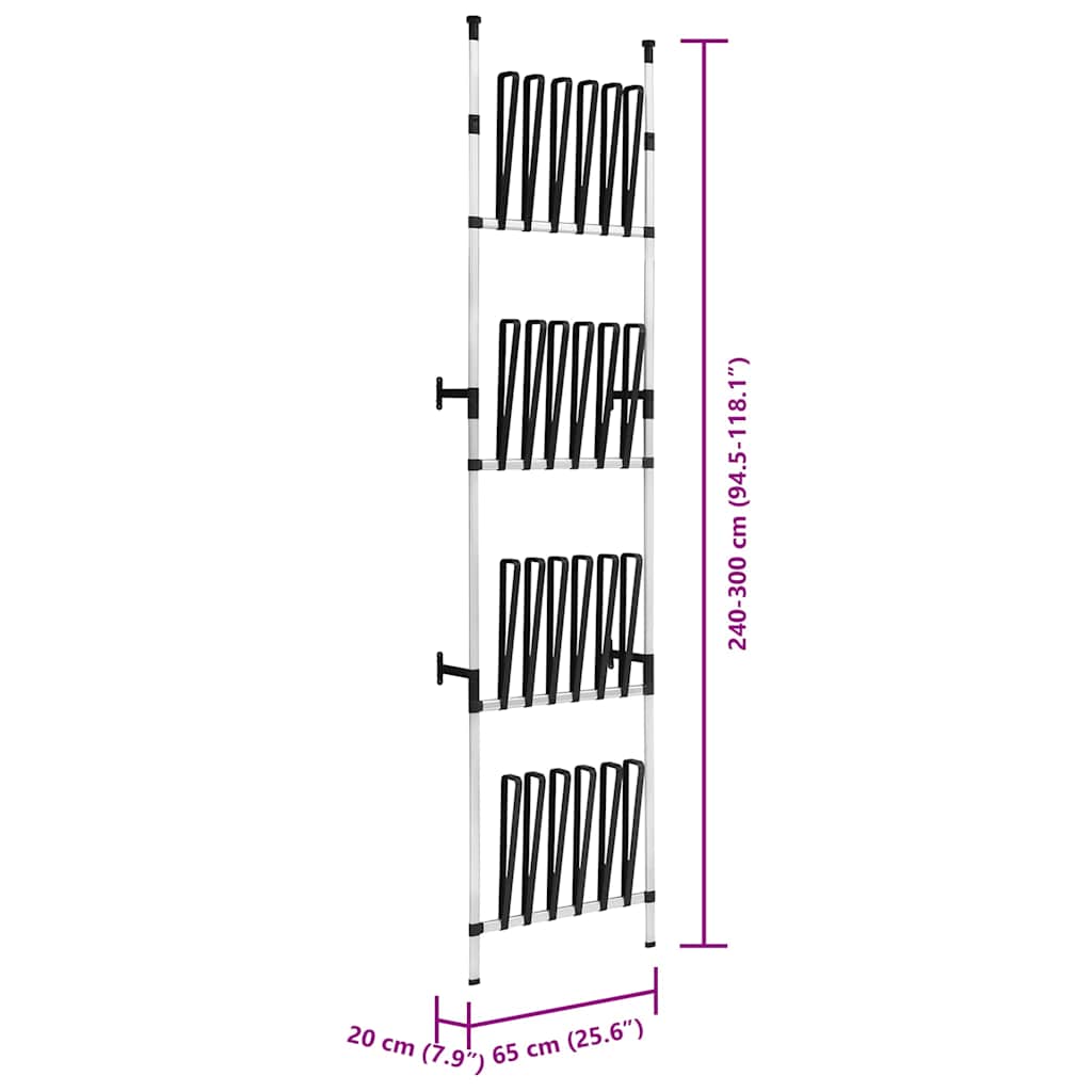 321110 vidaXL Telescopic Boot Rack with Rods Aluminium