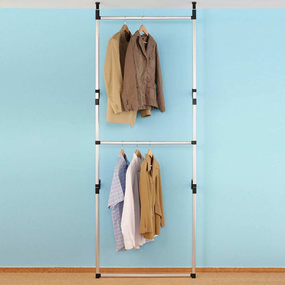 321112 vidaXL Telescopic Wardrobe System with Rods Aluminium