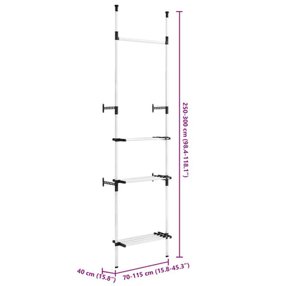 vidaXL Telescopic Wardrobe System with Rods and Shelf Aluminium